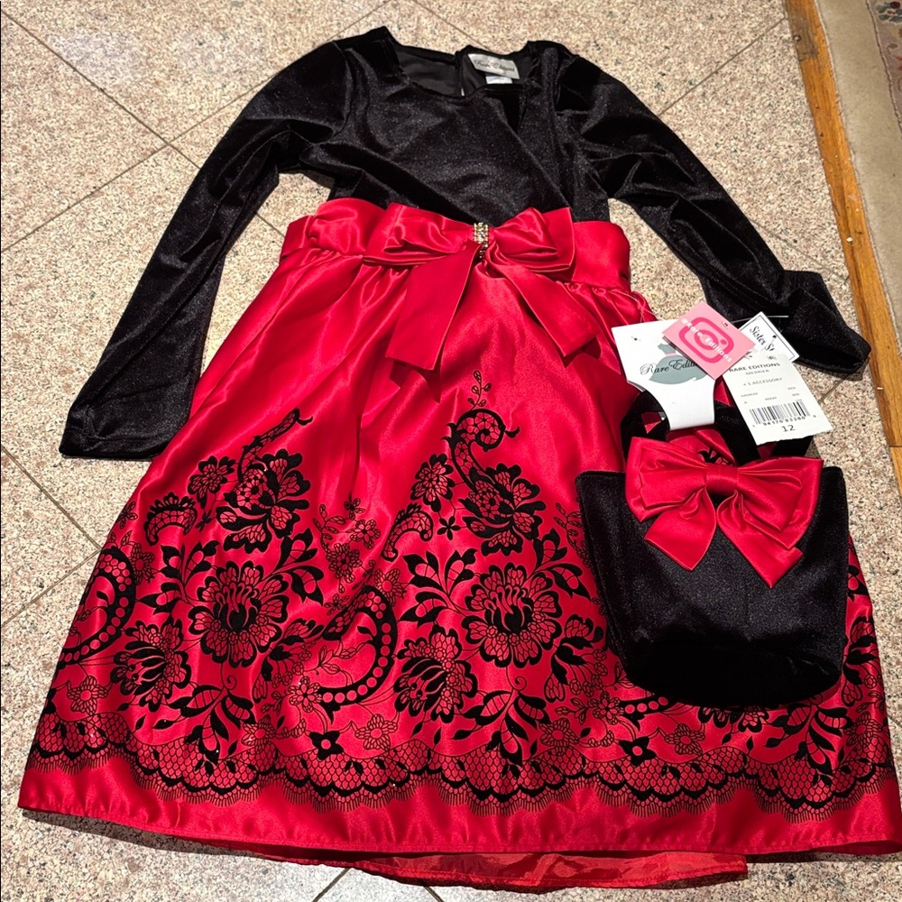 Rare Editions Black Velvet Dress girls 12